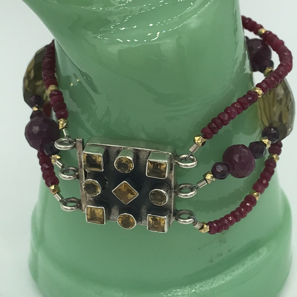 Dazzling Sterling Silver Ruby, Lime Quartz, Citri… - image 4